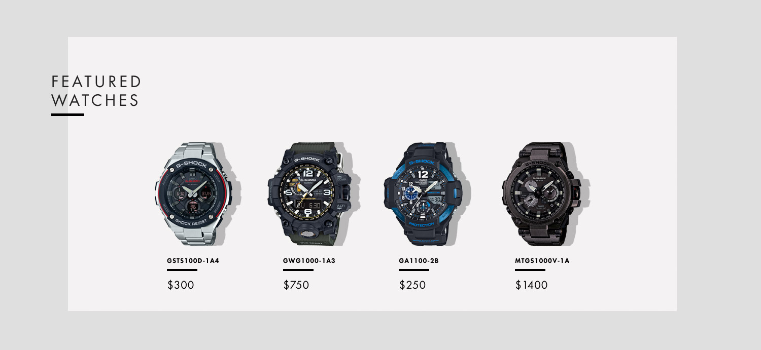 gshock.com website featured watches